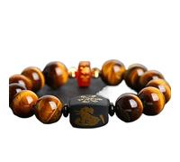EQQHJL Bracelet de Richesse en Obsidienne Noire, Bracelet en Obsidienne, Bracelet Agate Rouge, Perles de Cristal 10 mm for Femmes et Hommes, guérison Reiki, méditation des Chakras(Yellow Tiger Eye)