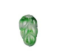 EQQHJL Pendentif de Sculpture en Jade, Pendentif en Jade jadéite, Pendentif de Feuille Jade Fleur Flottante birmane Naturelle, Branche d'or, Pendentif, Authentique
