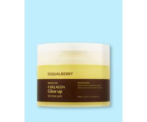 Eqqualberry Tampons tonifiants illuminateurs pour le visage au collagène Collagen Glow Up Gel Toner Pad - 140 ml / 60 pcs
