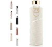 EQUA Bouteille d'eau en verre avec cuir synthétique - 750 ml - Anti-fuite - Sans BPA - 100% verre borosilicate