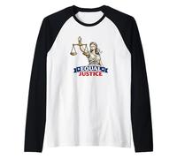 Equal Justice Lady Justice Balance avec Yeux bandés Patriotique Manche Raglan