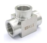Equal M20x1.5mm Female Thread Tee 3 Way 304 Stainless Steel Pipe Fitting Connector Max Pressure 2.5 Mpa
