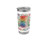 Equality Love Peace Kindness Livre Fleurs LGBT Pride Month Gobelet isotherme en acier inoxydable double paroi