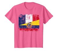 ÉQUATEUR France Drapeau DE L'AMITIÉ | ÉQUATEUR T-Shirt, Enfant, Rose Chiné, 4 Ans