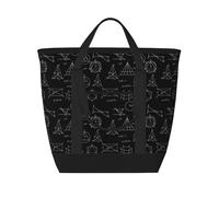 Equation Sac isotherme noir avec imprimé mathématiques, grand sac fourre-tout isotherme pour la nourriture, sacs d'épicerie isothermes avec fermeture éclair sur le dessus pour voyage, pique-nique