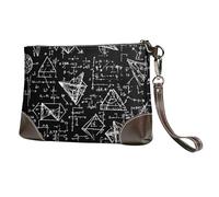 Equations Pochette de mathématiques en cuir pour femme, sac à main éducatif avec dragonne amovible, sac à main de soirée, long portefeuille pour femme, pour mariage, fête, voyage, affaires