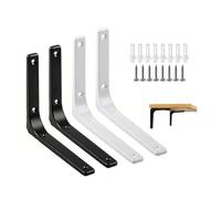 Equerre 2Pcs Heavy-Duty Iron L-Shaped Shelf Brackets Right Angle Corner Supports For Wall Mounted Furniture Bracket Support Hardware(White 125x150mm)