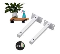 Equerre 2PCS White Square Pipe Triangle Bracket Shelf Support Adjustable Shelf Holder Wall Mount Bench Table Tripod Bracket 4“-20” Inc(500mm White)