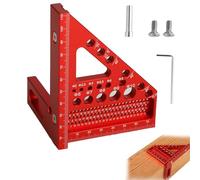 Équerre 3D - Angle réglable de 22,5° à 90° - outil de menuiserie de haute précision en alliage d’aluminium - 3 en 1 : traçage/perçage/mesure - adapté aux menuisiers et aux ingénieurs (Rouge)