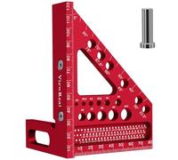 Équerre 3D Multi-Angle Equerre de Menuiserie, Multifonctionnel en Aluminum Règle de Menuisier Triangulaire de 22.5 à 90 Degrés, Équerre Charpentier Règle de Mesure pour le Travail du Bois (Rouge)