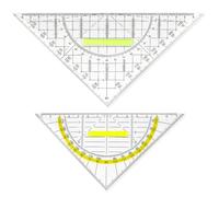 Équerre avec Poignée Ecole triangles géométriques de 22 cm et 16 cm avec poignée, échelle triangulaire combinée mesure de la longueur et de l'angle, idéal pour dessiner,