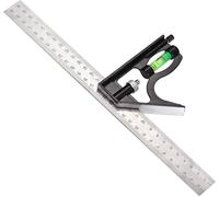 Équerre Combinée, 300 mm Équerre à Combinaison Acier Inoxydable Règle d'angle de Combinaison avec Niveau Bulle Règle Multifonctionnel,Adjustable Outil de Mesure pour Dessiner des Marques de Mesure