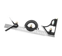 Équerre combinée de charpentier, règle d'angle en acier inoxydable 0-180 ° combinaison Tri Square 0,01 outil de mesure du rapporteur avec niveau à bulle