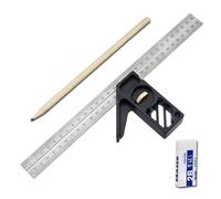 Équerre combinée en acier avec tête carrée - 30,5 cm de long - Tête en fonte - Réversible - Avec boulon de verrouillage - Règle de niveau à spiritueux