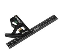 Équerre combinée Faithfull Prestige en aluminium noir 150 mm (6 po) - Outil multifonction de mesure et de traçage avec niveau à bulle et pointe à tracer pour le travail du bois et du métal