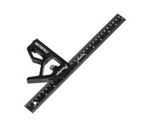 Équerre combinée Faithfull Prestige en aluminium noir 300 mm (12 po) - Outil multifonction de mesure et de traçage avec niveau à bulle et pointe à tracer pour le travail du bois et du métal
