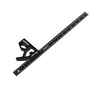 Équerre combinée Faithfull Prestige en aluminium noir 400 mm (16 po) - Outil multifonction de mesure et de traçage avec niveau à bulle et pointe à tracer pour le travail du bois et du métal