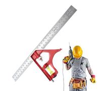 Équerre combinée - Règle d'angle en acier inoxydable de 300 mm | Équerre de charpentier mobile réglable | Mesure les angles et les surfaces avec précision pour les projets de bricolage du bois