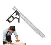 Équerre combinée | Règle de cadrage de précision | Outil carré de combinaison réglable en acier inoxydable, pour les amateurs de bricolage, menuisier, électricien, travail des métaux