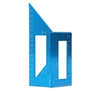 Équerre d'angle 45° / 90° en aluminium 150mm - Règle droite 3D multifonction pour menuiserie, précision 1mm et robustesse - Idéale pour mesures dimensionnelles et traçage préci (Bleue)