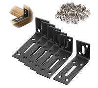 Équerre D'angle avec Trou Long, 6 Pièces Support en Métal Noir, Support de Montage, Équerre de Fixation, Support de Montage 90 Degrés, Connecteur D'angle pour Table, Chaise, Étagère (80 x 40 x 30 mm)