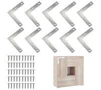 Équerre d'Angle Plate,Equerre Plate Angle en Forme de L Connecteur Métallique Plat,L Connecteur Métallique Plat,Plaques Connecteur Support en Forme de L avec Vis,80 x 80mm 10 Pièces
