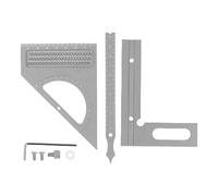 Équerre d'angle réglable 3D |Rapporteur multifonctionnel pour menuisier, ingénierie et bricolage |Alliage d'aluminium avec pointeur semi-circulaire, mesure de 0 à 180° (Silver Gray)