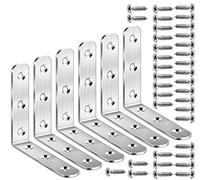 Équerre d'assemblage 6PCS 80 x 80 mm Équerre de Fixation Inox Renforts d'Angle pour la Fixation et la Réparation de Meubles, Renforcer les Joints, Argent