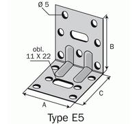 Simpson Strong-Tie - E5/1,5 - Équerre renforcée classique asymétrique pour le BOIS et le BÉTON - 65/75/48/1.5 - qté. 1 pièce
