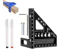 Équerre de Charpentier 3D, Outil de Mesure Multi-Angles en Alliage d'Aluminium 3D, Outil de Mesure d'angle de 22,5 à 90 Degrés, Équerre Multifonctionnelle for Ingénieurs et Charpentiers(Noir)