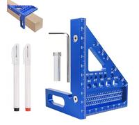 Équerre de Charpentier 3D, Outil de Mesure Multi-Angles en Alliage d'Aluminium 3D, Outil de Mesure d'angle de 22,5 à 90 Degrés, Équerre Multifonctionnelle for Ingénieurs et Charpentiers(Blue)