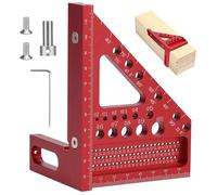 Équerre de charpentier multifonctionnelle 3D multi-angles en alliage d'aluminium léger 22,5°-90° avec marqueur de trous profonds