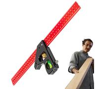 Équerre de combinaison - 2 outils de charpentier combinés en acier inoxydable | Règle 45/90 degrés avec niveau à bulle, outil de mesure pour des mesures précises et réglables du travail du bois.