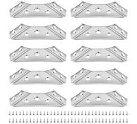 Equerre de Fixation 37x35x88mm Support en forme de Triangulaire Metalliques Equerres avec Vis Renforts d'Angle pour la Fixation et la Réparation de Meubles 10Pièces, Argent