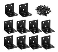 Equerre de Fixation Noir Angle Droit Support en forme de L Metalliques Equerre d'assemblage avec Vis pour Bois Meubles Placard Support 50*50*50mm 10 Pièces