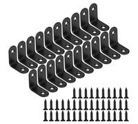 Equerre de Fixation Noir Angle Droit Support en forme de L Metalliques Equerres avec Vis pour Bois Meubles Placard Support 20 Pièces 30*30*16mm