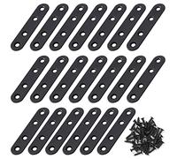 Equerre de Fixation Plats Droits Support en Droit Plat Metalliques Equerres avec Vis pour Bois Meubles Placard Réparation Support 80*17mm Noir 20 Pièces