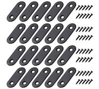 Equerre de Fixation Plats Droits Support en Droit Plat Metalliques Equerres avec Vis pour Bois Meubles Placard Réparation Support 40 * 16mm Noir 20 Pièces