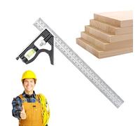 Équerre de Menuiserie - Règle de Mesure Précise | Ensemble d'Équerre de Combinaison Réglable en Acier Inoxydable et Outil de Mesure,pour les Bricoleurs et Professionnels du Bois, de l'Électricité et d