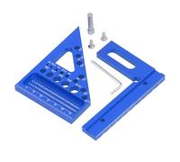 Équerre de menuiserie, règle triangulaire à onglets en alliage d’aluminium, outil de mesure et de traçage multi-angles avec une précision de 0,1 mm pour les menuisiers et les amate (Bleue)