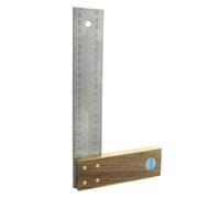 hedue® Équerre de menuisier 250 mm - Equerre menuisier avec angle de 90 degrés, manche en noyer avec lame en acier inoxydable de 45 mm, outil menuisier