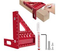 Équerre de menuisier 3D, outil de mesure, multifonction, travail du bois de haute précision, outil de mesure, alliage d'aluminium 22,5-90, taille d'angle, angle de menuisier précis, jauge d'angle pour
