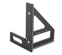 Équerre de menuisier à 45 et 90 degrés, règle triangulaire avec traceur pour des mesures de tracé précises, outil de mesure d’onglet en alliage d’aluminium anodisé épaissi pour cha (Noire)