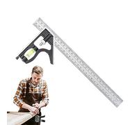 Équerre De Menuisier, Règle de Précision pour Charpente, Ensemble Équerre Combinée pour Mesure Ajustable Acier Inoxydable, pour Bricolage Menuiserie Électricité Métallurgie