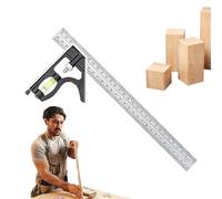 Équerre De Menuisier | Règle Rapporteur de Mesure,Ensemble Équerre Combinée pour Mesure Ajustable Acier Inoxydable | pour les Bricoleurs et Professionnels du Bois, de l'Électricité et du Métal