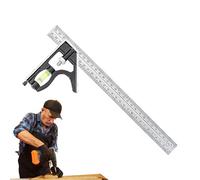 Équerre de Menuisier - Règle Rapporteur de Mesure,Outil d'Équerre Ajustable en Acier Inoxydable | pour les Bricoleurs et Professionnels du Bois, de l'Électricité et du Métal