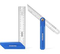 Equerre de Menuisier WORKPRO, 2 Pièce Equerre 230 mm et Fausse Equerre 200 mm avec Lame en Acier Inoxydable et Manche en Alliage d'Alu Ideal pour Menuisier, Charpentier et Travail du Bois