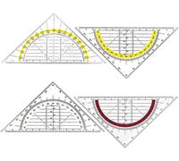 Equerre Ecole Rapporteur,4pcs Triangle De Géométrie,15.6cm 2 En 1 Requerre Plastique,Transparente Equerre De Géométrie Hypoténuse Pour Etudiants Bureau Maths