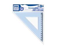 Équerre en plastique incassable - JPC Tracage - 45° - 21 cm - Couleur noire - Pour adultes et mixtes