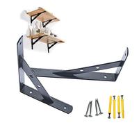 Équerre Étagère, Fixation pour Etagere, Angle Droit, 2 Pack, 30 X 19cm, Heavy Duty, Noir, 90 Degrés, Métal, 2.5 Mm D'épaisseur, Triangle, avec Vis, Support D'étagère Mural